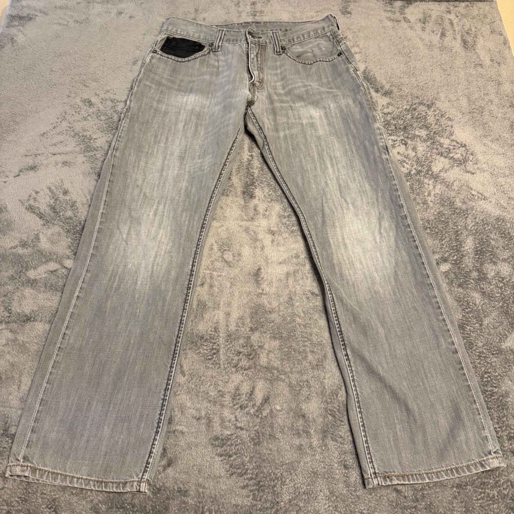Vintage Levis‎ 514 Straight Jeans Mens 34x31 Gray Side Zip Button Pockets Unique